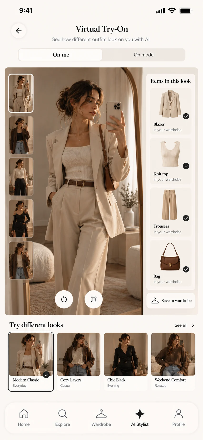 Virtual try-on screen